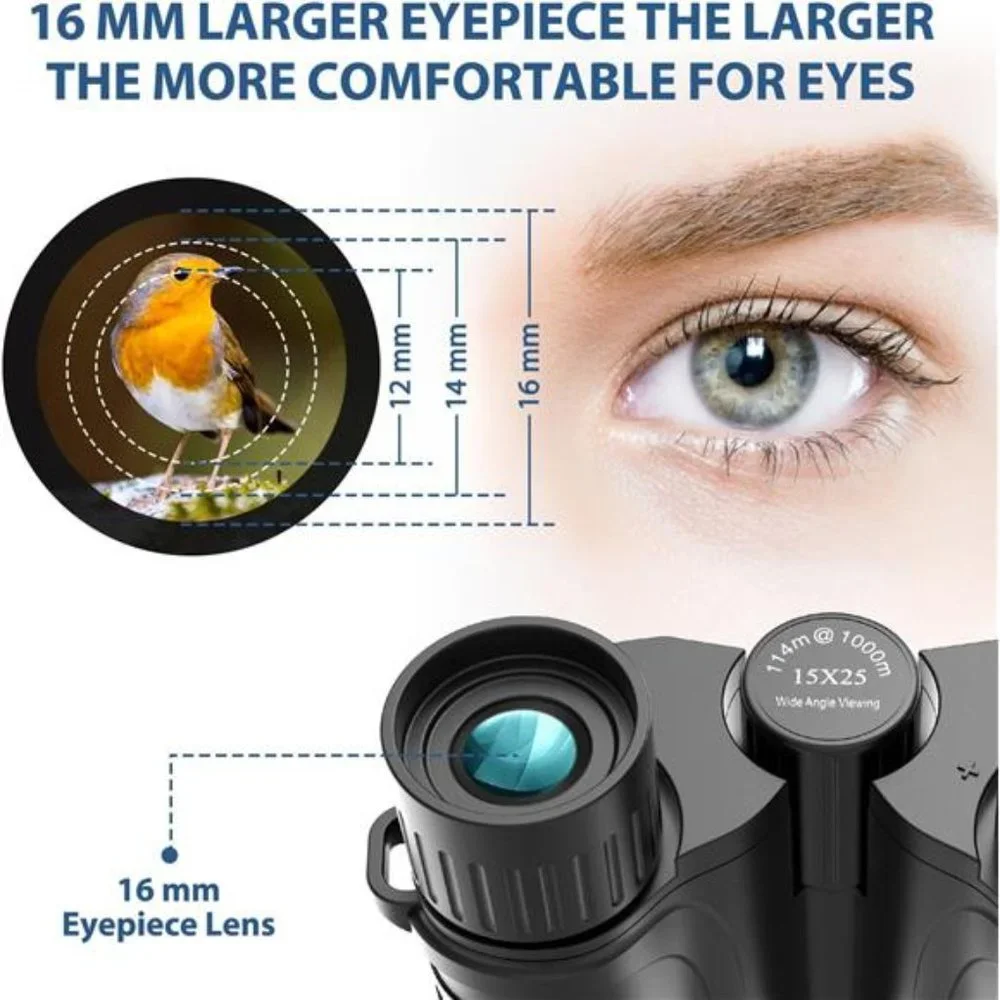 Waterproof Binoculars 15x25 w/ Low Light Night Vision, Durable & Clear